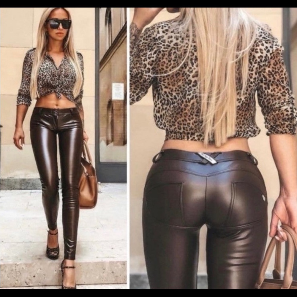 FREDDY WR.UP Faux Leather Pants Black Size 6